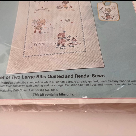 Bucilla Creative Needlepoint Set of 2 Large Quilted Bibs Kit #1848 New - Picture 11 of 12